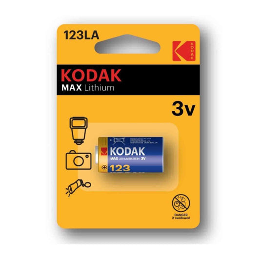 Kodak Max Lithium CR123A (K123LA) 3V Single Battery - Camera Kangaroo