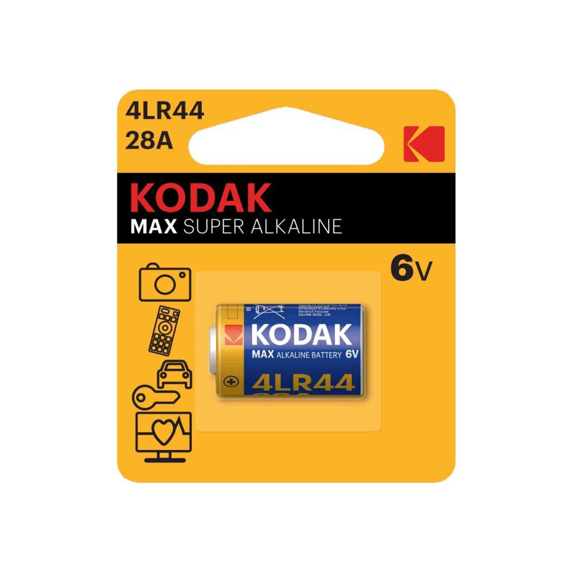 Kodak Max Super Alkaline 4LR44 (K28A) 6V Single Battery - Camera Kangaroo